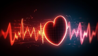 Heartbeat or Heart pulse visualization. 3D healthcare medical background. Cardiogram myocarditis analysis.