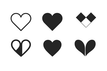 Heart Logo Variations. Love and affection. Set Logo of Love and affection: Heart. harmonious logo variations of the same emblematic concept, each