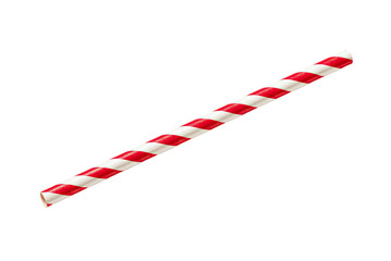 A red and white striped drinking straw