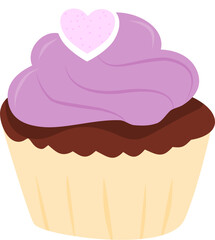 Cute colorful cupcake vector illustration with frosting and sprinkles, perfect for bakery designs, dessert icons, sweet food elements, and kids&rsquo; graphic projects