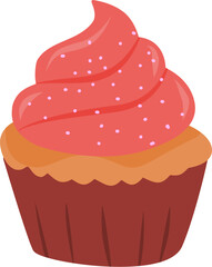 Cute colorful cupcake vector illustration with frosting and sprinkles, perfect for bakery designs, dessert icons, sweet food elements, and kids&rsquo; graphic projects