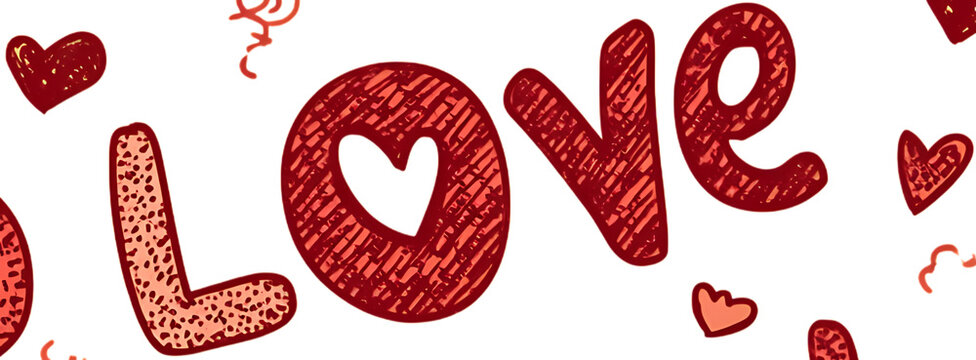 Love Text Design on White Background in Elegant Script Font - Powered by Adobe