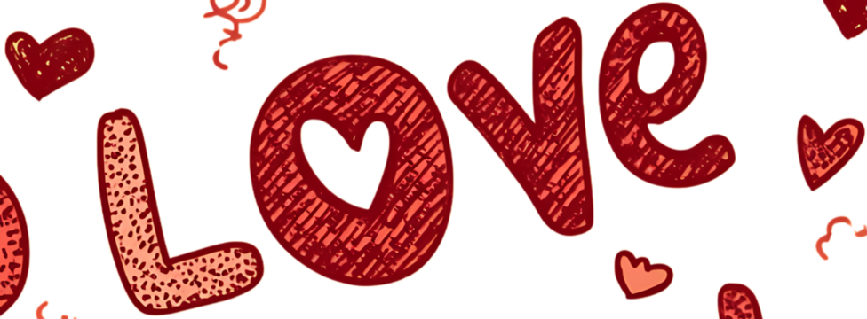 Love Text Design on White Background in Elegant Script Font - Powered by Adobe