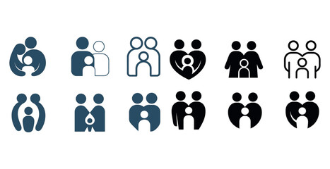 Collection of minimalist family and parenting symbols