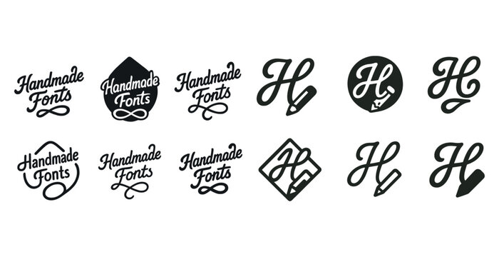 Collection of handmade fonts logos with stylish calligraphy and design variations