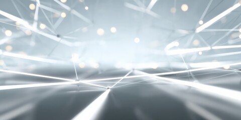 Abstract network lines with glowing nodes on a blurred background