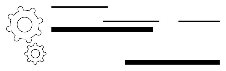 Obraz premium Two gears and horizontal lines symbolizing process, efficiency, teamwork, innovation, systems, productivity, and collaboration. Ideal for business, technology engineering strategy workflow