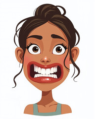 Illustration of a cartoon woman with a shocked expression, wide eyes, and open mouth, against a plain white background, conveying a strong emotional response.