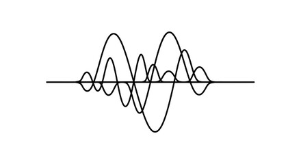 Abstract waveform illustration with overlapping curves and peaks against a horizontal axis.