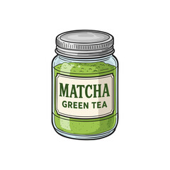 Matcha tea in a jar icon logo flat vector design
