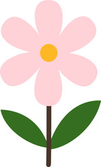 Minimalist Flower and Leaf Illustration Cute Pastel Botanical Clipart in Flat Vector Style for Kids, Nursery Decor, Spring Design, and Creative Graphic Elements