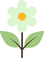 Minimalist Flower and Leaf Illustration Cute Pastel Botanical Clipart in Flat Vector Style for Kids, Nursery Decor, Spring Design, and Creative Graphic Elements