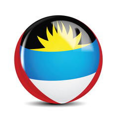 Antigua and Barbuda National Flag Sphere Icon 3D Vector Illustration