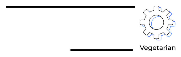 Gear shape with bold lines and Vegetarian text, emphasizing sustainability, innovation, and purpose. Ideal for eco-awareness, modern branding, mechanics, industry, healthy living teamwork simple