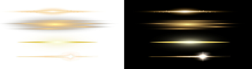 PNG image of Collection of golden lens flares and light effects perfect for adding a touch of magic and sparkle to your designs and creative projects on transparent background
