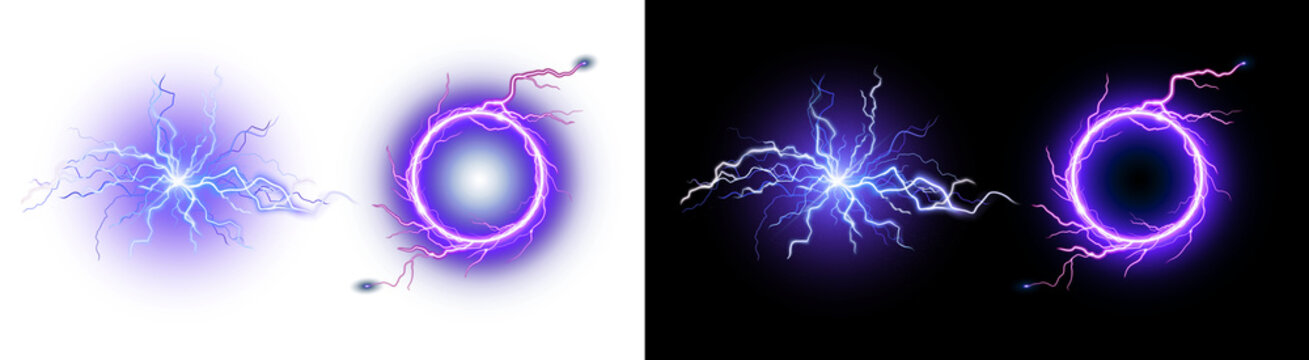 PNG image of&nbsp;Electric portals and lightning strikes create a dynamic energy display perfect for science fiction fantasy and special effects projects with vibrant colors on transparent background