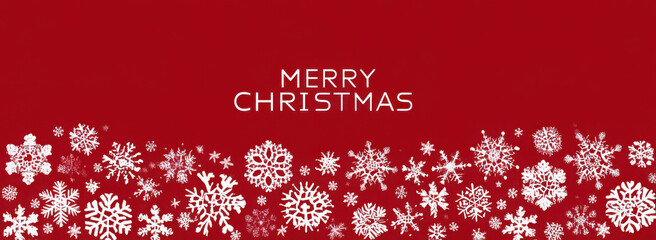 Festive Christmas background with snowflakes and "Merry Christmas" text on red.