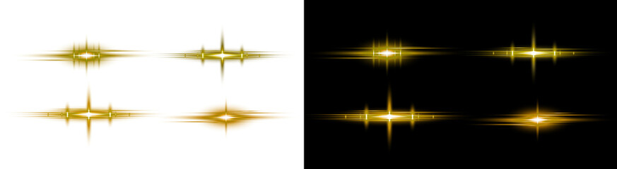 PNG image of Gold lens flares and light effects create a dynamic and eyecatching visual element perfect for overlays and enhancing digital designs on transparent background