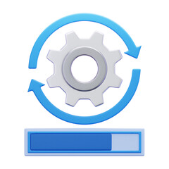 3D Illustration, character, icon Gear Loading
