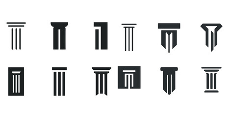 Obraz premium Variety of column icons: architectural and design elements