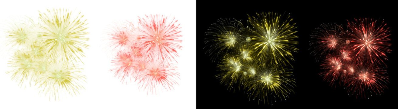 PNG image of&nbsp;Vibrant fireworks display featuring gold red and yellow bursts against a perfect for celebrations and festive events adding a touch of magic on transparent background
