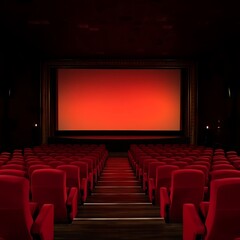 Fototapeta premium Cinematic Deep-perspective View Empty Screen Frame