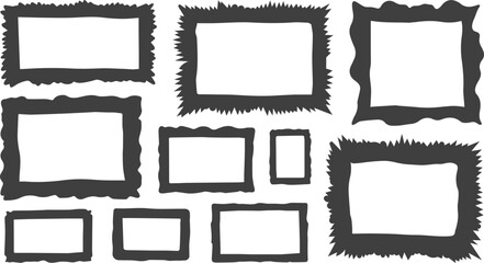 Hand-Drawn Torn Outline Frame Set | Minimal Rough Sticker Shapes, Scrapbook Borders, Grunge Labels and Journal Highlight Elements 