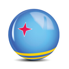 Aruba National Flag Sphere Icon 3D Vector Illustration