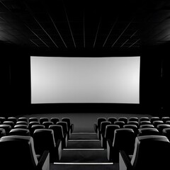Fototapeta premium Monochrome Cinema Hall Minimalist Blank Screen