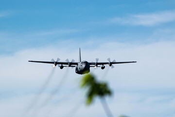 Hercules military aircraft taking off