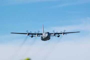 Hercules military aircraft taking off
