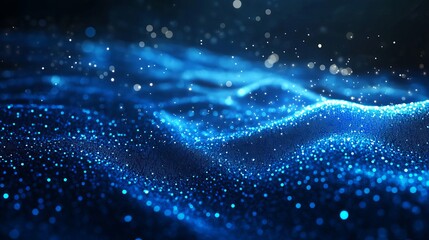 Stunning blue digital wave background for tech, science and innovation concepts with vibrant glowing particles creating a modern dynamic design.