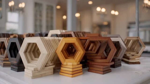 Medium shot of diverse configuration shapes displayed on a table illustrating versatility and creative options for varied finishing styles