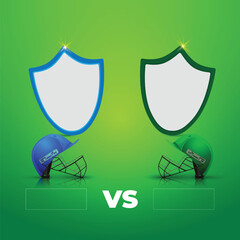 Cricket Match Versus Concept with Helmets and Shields