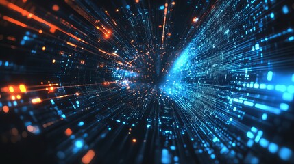 Obraz premium Dive into the future with this stunning digital data stream, perfect for a modern tech company's website or an innovative marketing campaign