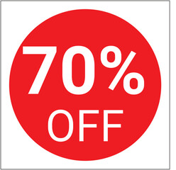 70 Percent OFF Red Circular Discount Sticker
