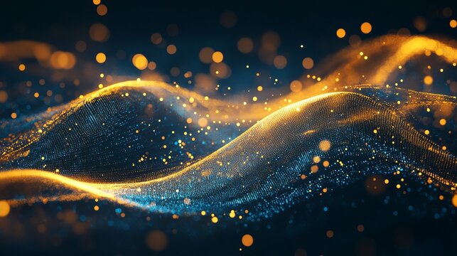 Dynamic sparkling wave flowing with energy and vibrant color, perfect for modern tech, finance, or innovative business concepts with a bright future