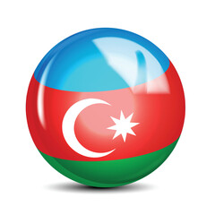 Azerbaijan National Flag Sphere Icon 3D Vector Illustration