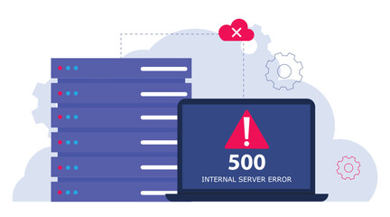500 Internal server error. Website error, network error, cloud computing concept.