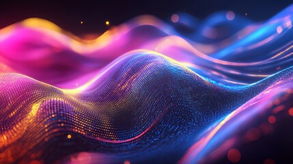Stunning vibrant waves of digital data, perfect for modern tech backgrounds or futuristic designs, bringing energy and innovation to your creative projects
