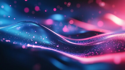 Fototapeta premium Dynamic blue and pink light waves create a futuristic, modern background perfect for tech or creative projects with a vibrant, digital aesthetic