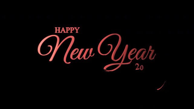 Happy new year 2026 animation in red lettering against a black background. Perfect for new years eve party invitations or social media posts. 4K Video.
