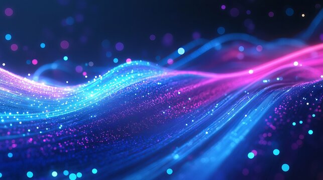 Vibrant glowing data streams creating a dynamic modern network connection for tech, innovation, and futuristic design, perfect for digital marketing