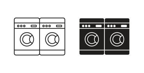 Laundry icons set. Simple line vector illustration