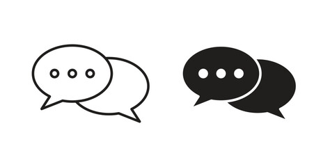 Live chat icons set. Simple line vector illustration