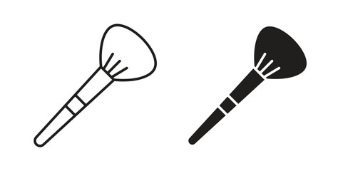 Makeup brush icons set. Simple line vector illustration