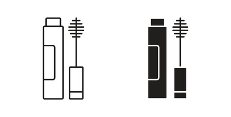 Mascara brush icons set. Simple line vector illustration
