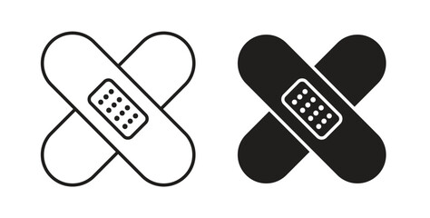 Medical patch icons set. Simple line vector illustration