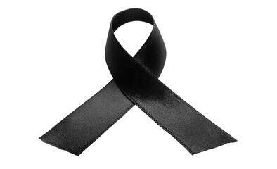A black awareness ribbon, satin-like