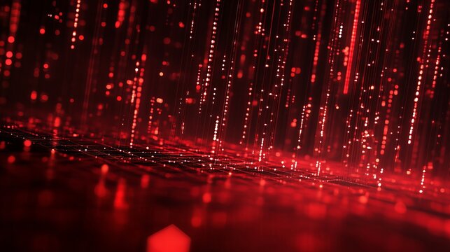 Dynamic abstract red glowing particle streams create a futuristic tech background for dynamic concepts and cutting edge innovations in a digital world